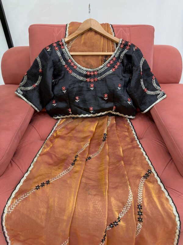 Designer Fendy Silk Saree with Thread & Sequin Work - Image 2