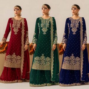Heavy Embroidered Sharara Suit with Dupatta – Bridal & Festive Wear