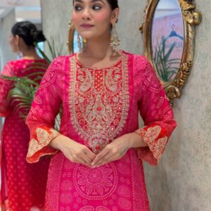 Royal Fuchsia Embroidered Festive Kurta Set with Dupatta
