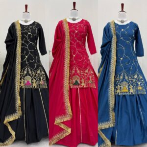 Designer Embroidered Sharara Suit Set with Dupatta