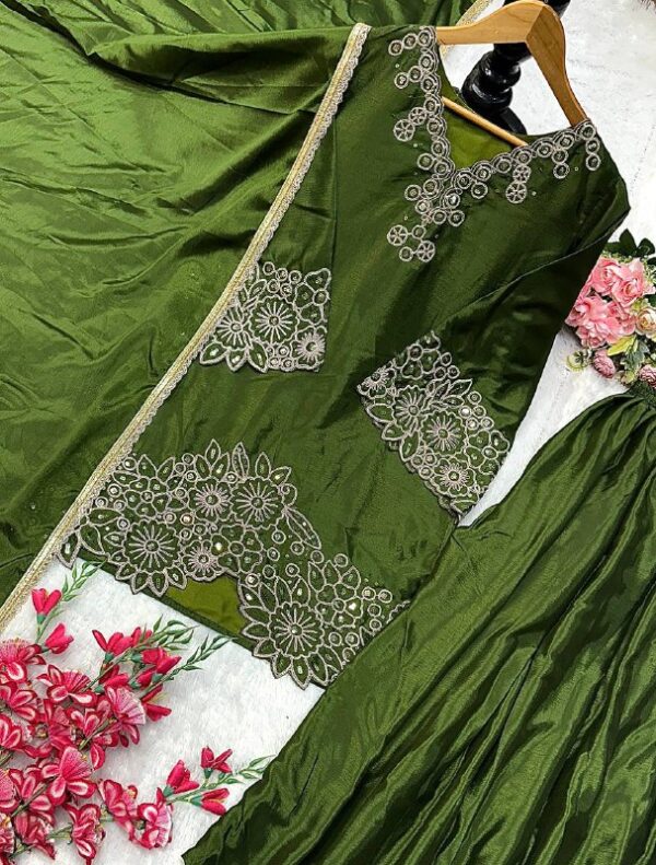 Elegant Embroidered Georgette Kurta Sharara Set with Dupatta – 3 Color Variants - Image 5
