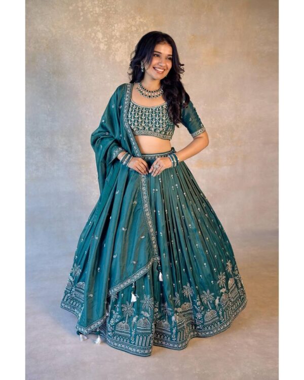 Simmer Silk Sequin Embroidered Lehenga Choli with Dupatta - Image 6