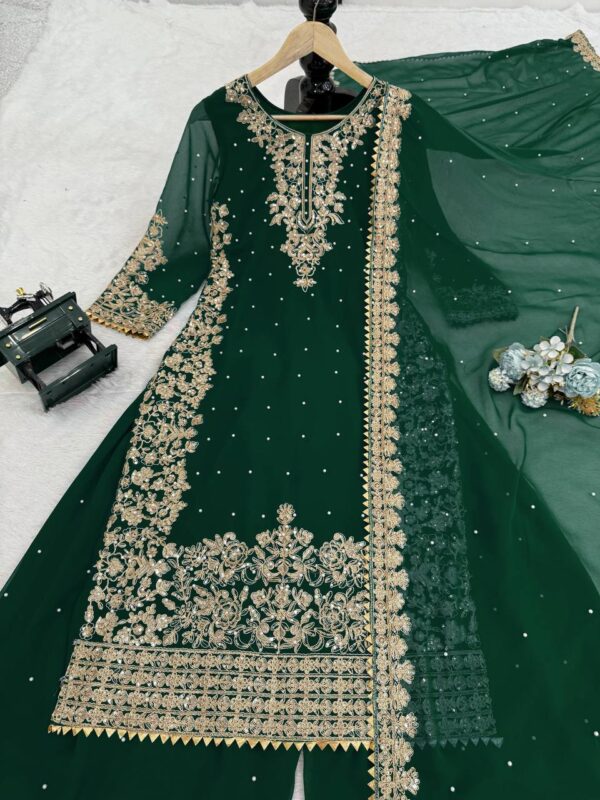 Heavy Embroidered Sharara Suit with Dupatta – Bridal & Festive Wear - Image 6