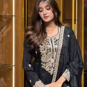 Crimson Embroidered Sharara Set with Designer Dupatta