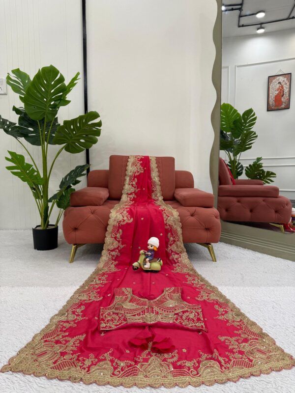 Elegant Vichitra Silk Designer Saree with Coding and Sequin Work - Image 4