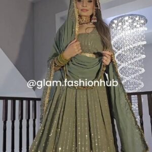 Embroidered Anarkali Gown Set with Dupatta