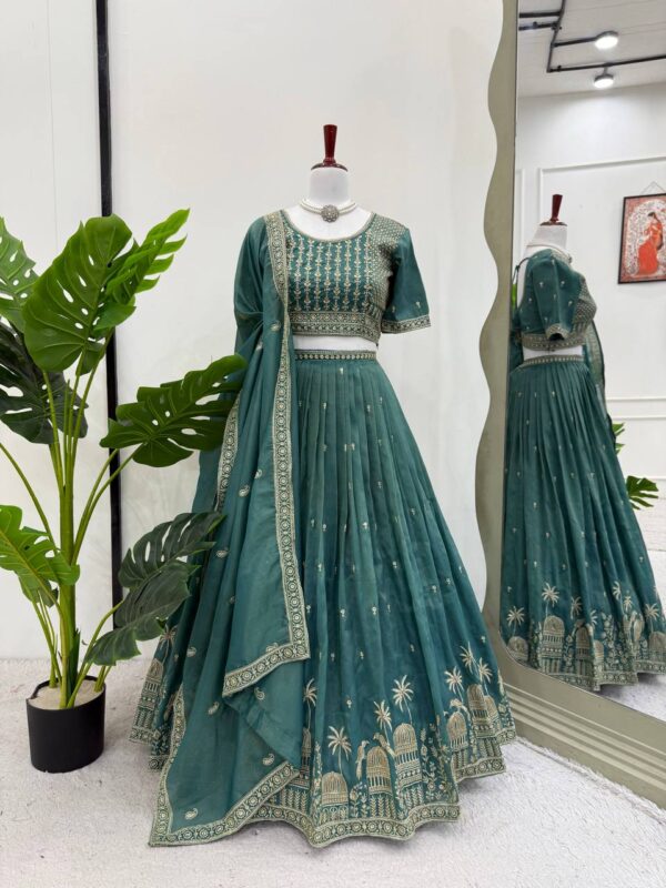 Simmer Silk Sequin Embroidered Lehenga Choli with Dupatta - Image 4