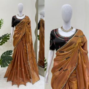 Designer Fendy Silk Saree with Thread & Sequin Work