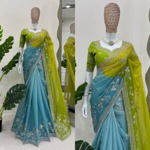Designer Tibby Silk Saree with Thread & Sequin Work and Digital Print