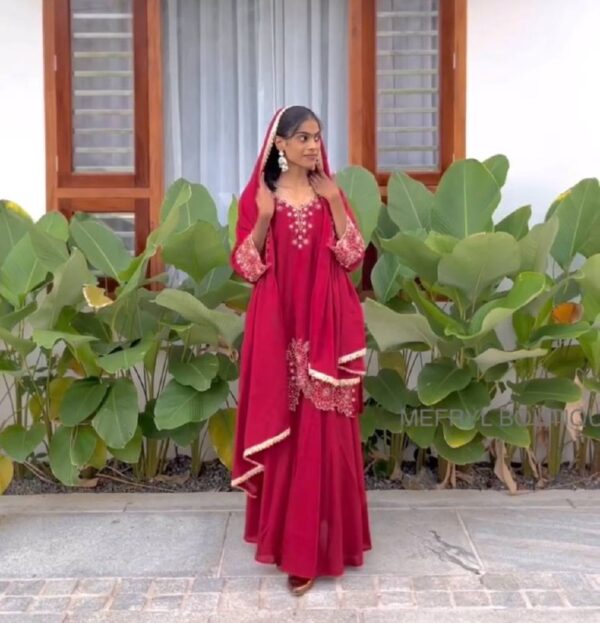 Elegant Embroidered Georgette Kurta Sharara Set with Dupatta – 3 Color Variants - Image 3