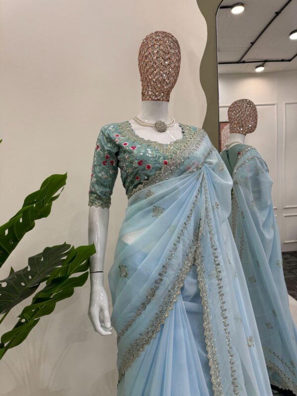 Elegant Tibby Silk Designer Saree with Thread & Sequin Work - Image 4