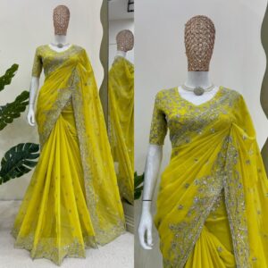 Designer Tibby Silk Saree with Thread & Sequin Work