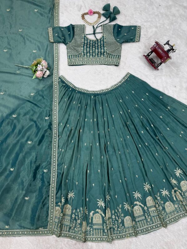 Simmer Silk Sequin Embroidered Lehenga Choli with Dupatta - Image 3