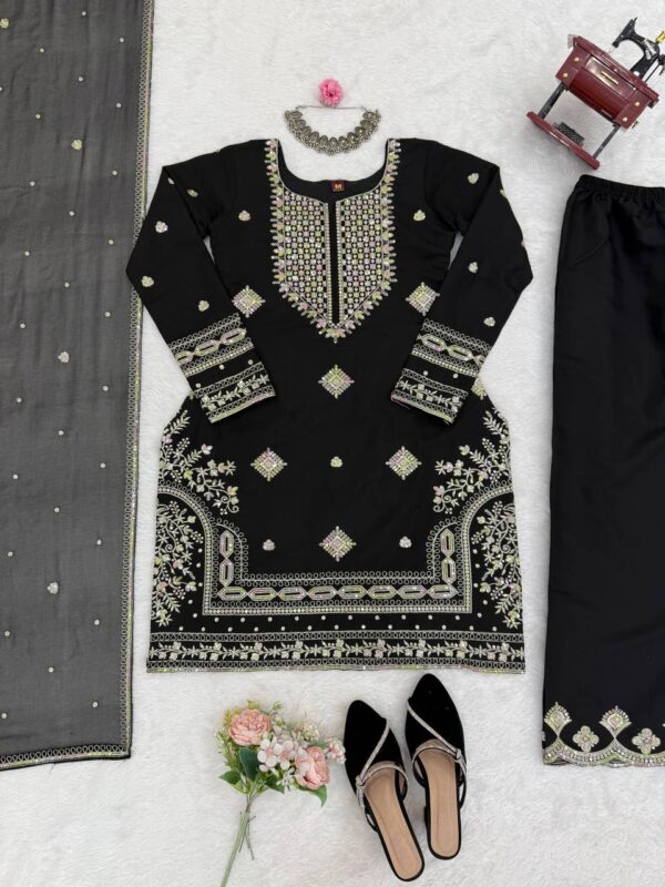 Black Embroidered Pakistani Suit with Dupatta – Elegant Festive & Party Wear - Image 7