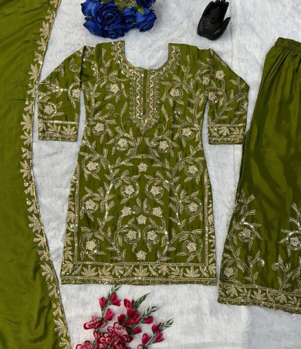 Regal Zari Embroidered Sharara with Heavy Dupatta – Festive & Wedding Collection - Image 10
