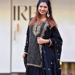 Rust Embroidered Ethnic Kurta Set with Dupatta
