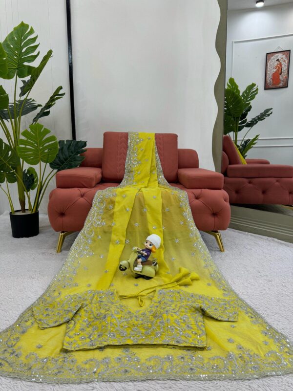 Designer Tibby Silk Saree with Thread & Sequin Work - Image 3