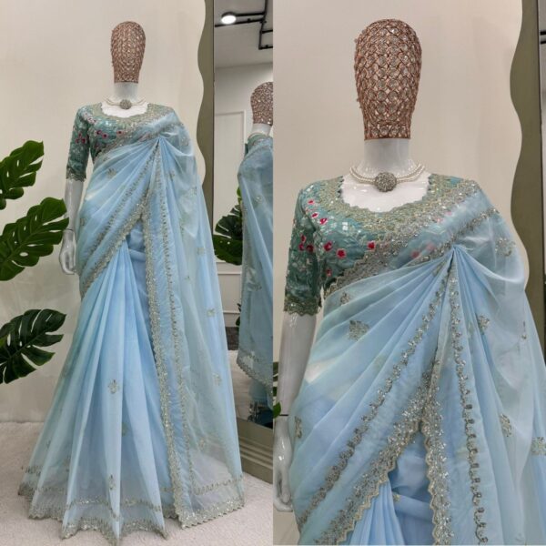 Elegant Tibby Silk Designer Saree with Thread & Sequin Work - Image 5