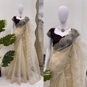 Elegant Organza Silk Designer Saree with Dori Work & Benglori Blouse