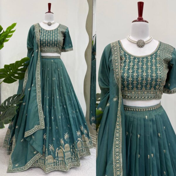 Simmer Silk Sequin Embroidered Lehenga Choli with Dupatta - Image 5