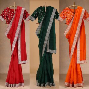 Elegant Designer Organza Silk Saree with Thread, Sequin & Diamond Work