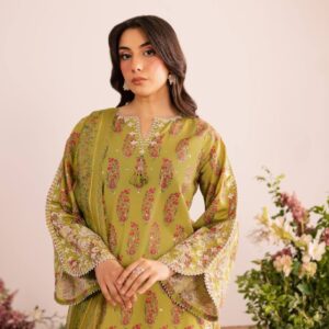 Elegant Olive Green Designer Party Wear Suit Set