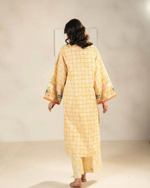 Pastel Yellow Floral Printed Cotton Kurti Set - Image 5