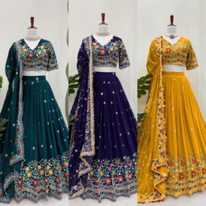 Boutique Faux Georgette Thread & Sequin Embroidered Lehenga Choli with Dupatta