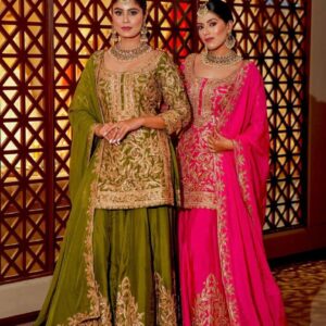 Regal Zari Embroidered Sharara with Heavy Dupatta – Festive & Wedding Collection