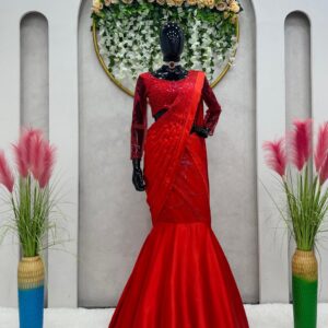 Designer Satin Silk Lehenga Saree with Sequins Work