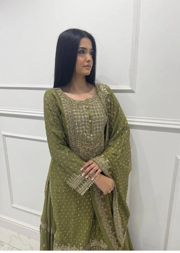 Designer Embroidered Sharara Suit with Dupatta – Festive & Wedding Wear - Image 3