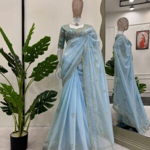 Elegant Tibby Silk Designer Saree with Thread & Sequin Work