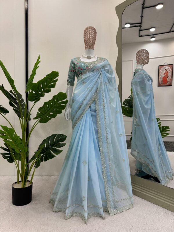 Elegant Tibby Silk Designer Saree with Thread & Sequin Work