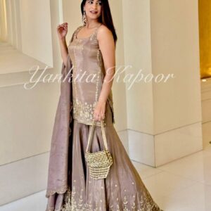 Champagne Gold Embroidered Sharara Set with Dupatta