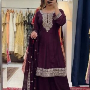 Plum Purple Embroidered Pakistani Suit with Dupatta – Festive & Wedding Collection