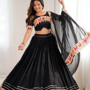 Gamthi Mirror Work Rayon Lehenga Choli with Dupatta