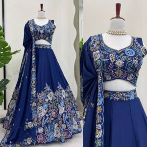 Designer Heavy Chinon Silk Embroidered Lehenga Choli with Dupatta