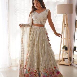 Premium Faux Georgette Embroidered Lehenga Choli with Dupatta