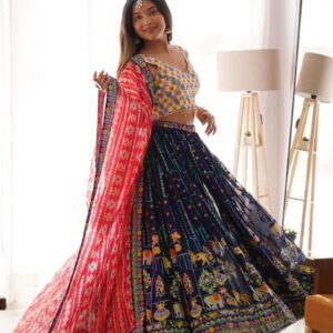 Designer Faux Georgette Embroidered Lehenga Choli Set