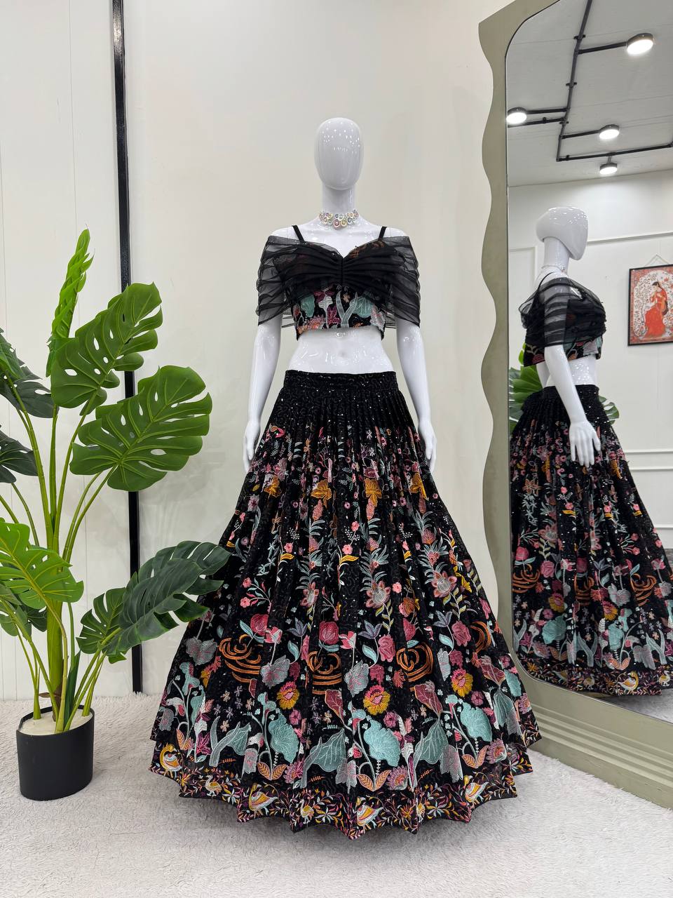 Heavy Boutique Georgette Embroidered Lehenga Choli with Dupatta - Image 5